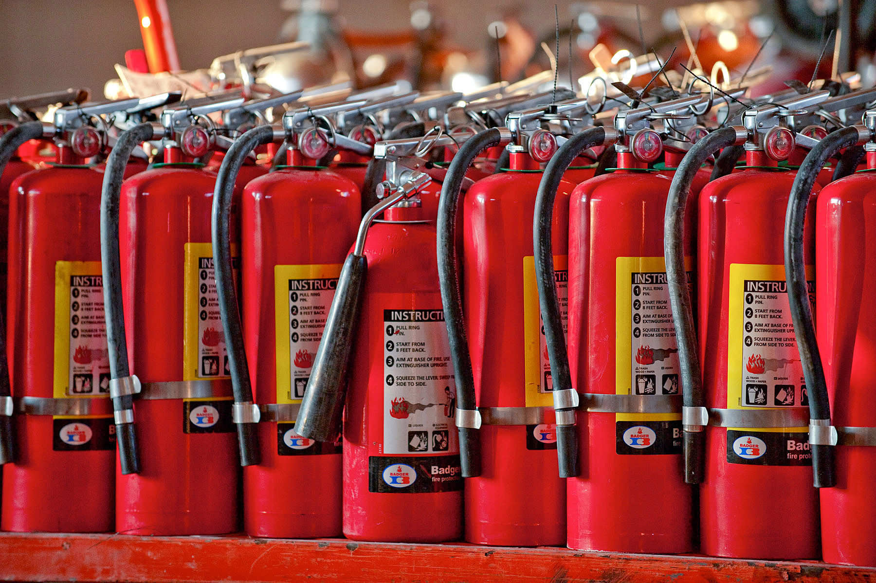 Row of fire extinguishers